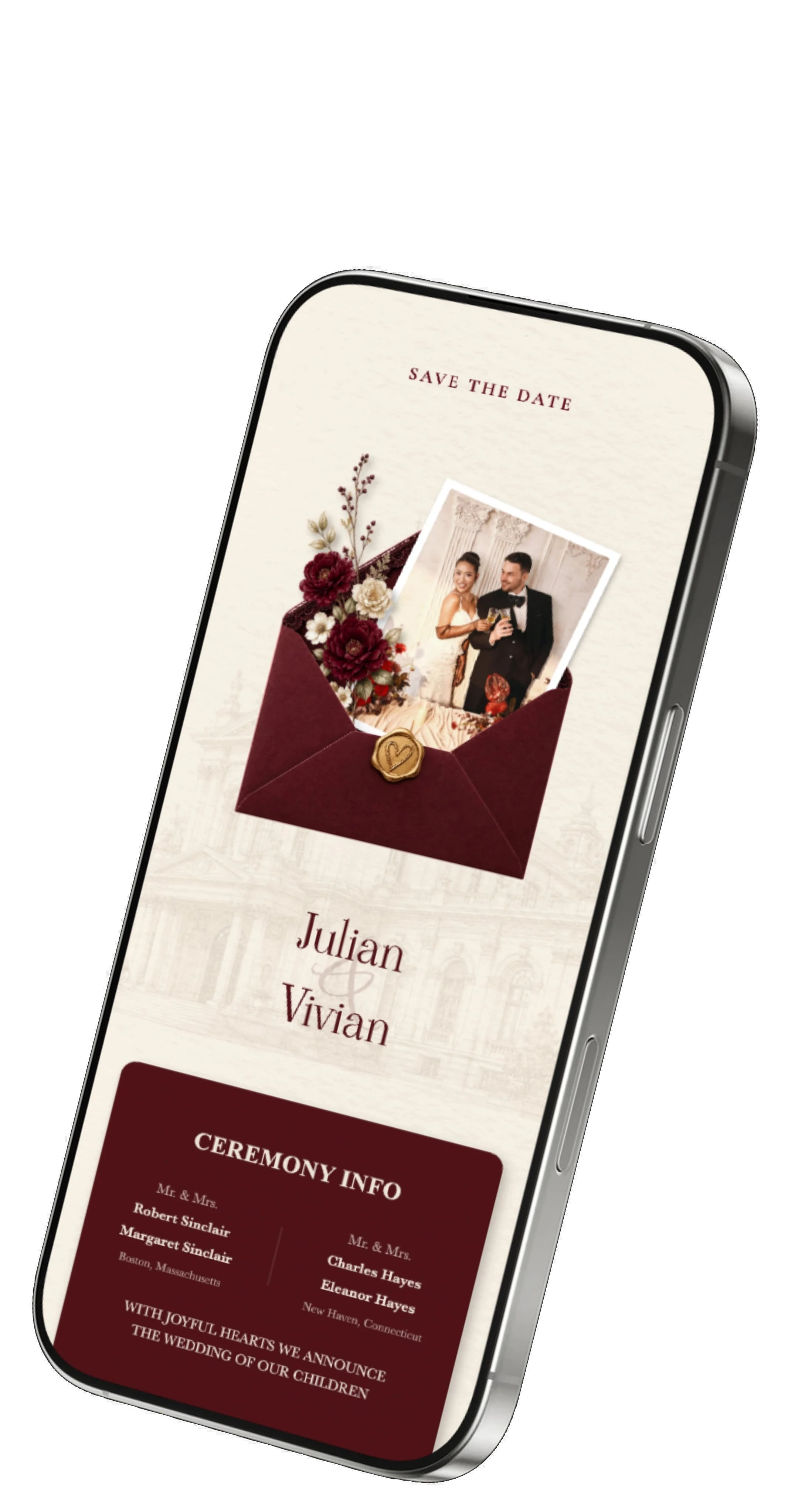 Online wedding invitation on mobile